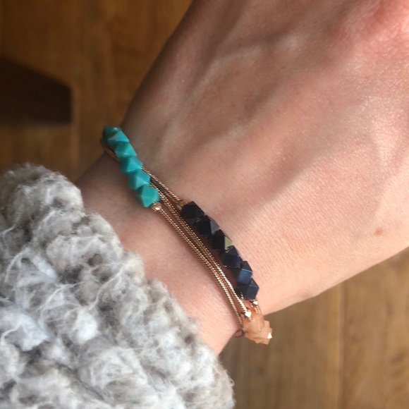 Rose gold beaded adjustable fossil bracelet - Picture 8 of 11